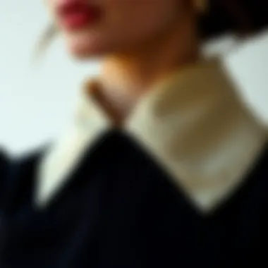 Intricate Asymmetrical Collar Details A close-up of an asymmetrical collar detail showcasing intricate stitching and fabric texture