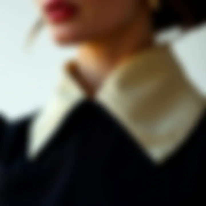 Intricate Asymmetrical Collar Details A close-up of an asymmetrical collar detail showcasing intricate stitching and fabric texture