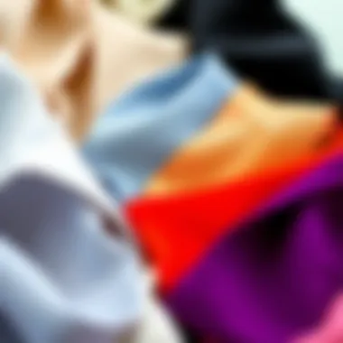 Diverse Fabric Choices for Asymmetrical Collar Dresses An array of fabric swatches used in asymmetrical collar dresses, emphasizing color and texture diversity