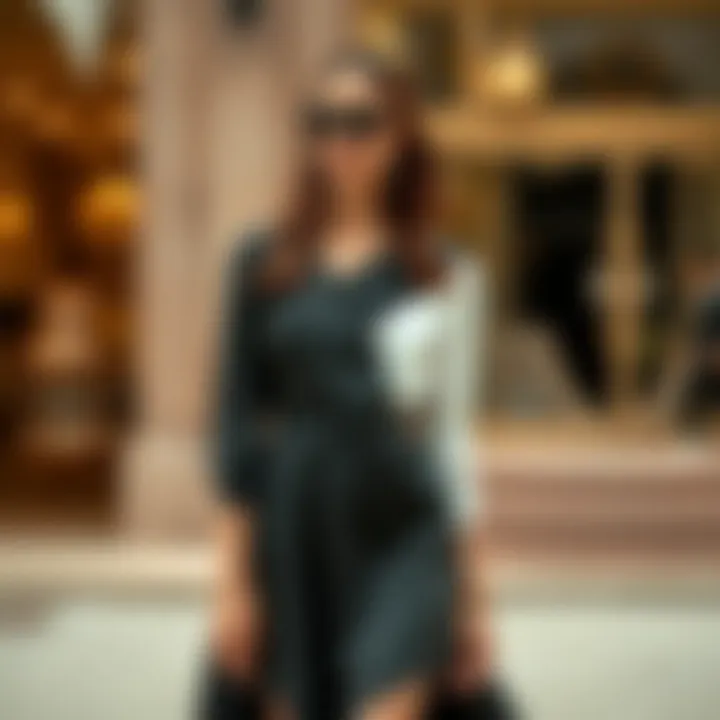 Styling Tips for Asymmetrical Collar Dress A styled outfit featuring an asymmetrical collar dress paired with unique accessories and footwear