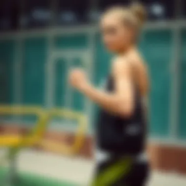 An athlete using a drawstring backpack during a workout.