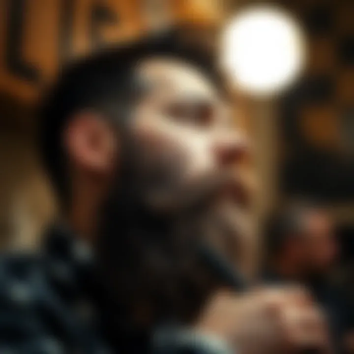 Professional Beard Styling A professional barber styling a beard with meticulous attention to detail