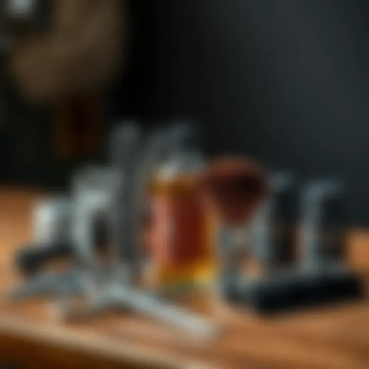 Premium Beard Grooming Tools A collection of premium beard grooming tools including scissors, combs, and oils