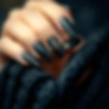 Sophisticated Black Nail Art Elegant black long press on nails with intricate designs