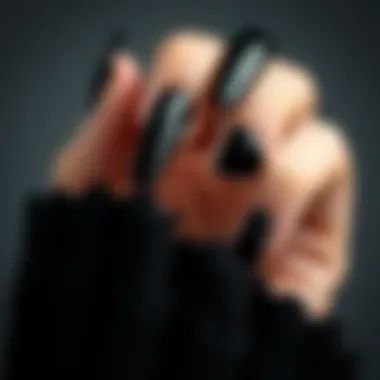 Diverse Designs of Black Nails Showcasing a variety of black long press on nail styles