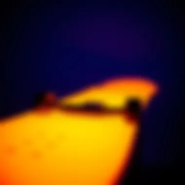 Vibrant Glow Under Blacklight Skateboard illuminated under blacklight showing vibrant griptape