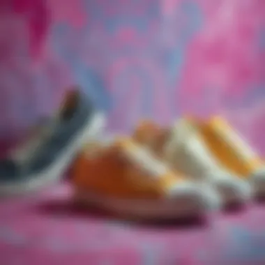 Fashionable Canvas Shoe Collection Stylish canvas shoes displayed on a vibrant background
