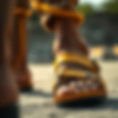 Comfort Features Explored Close-up of comfort features in Caterpillar sandals