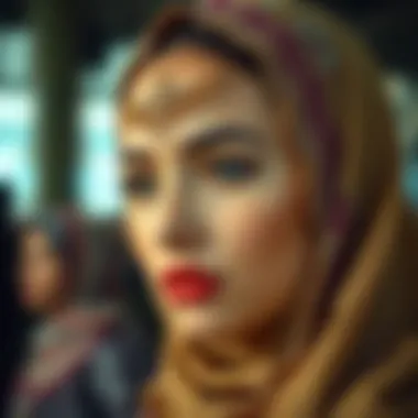 Modern Hijab Trends A close-up of intricate hijab designs showcasing modern fashion trends