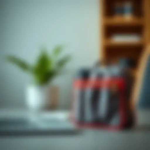 A stylish cord organizer bag showcasing its unique design.