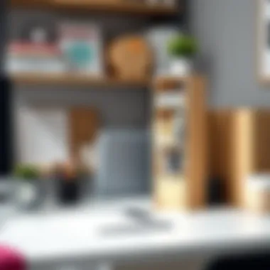 Compact Vertical Storage Solution Innovative vertical storage unit on a desk