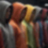 Stylish hoodie collection featuring various textures and colors