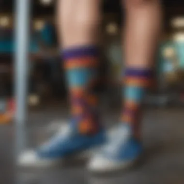 Close-up of a custom sock showcasing a vibrant photo print