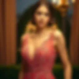 Elegant evening dress with intricate detailing