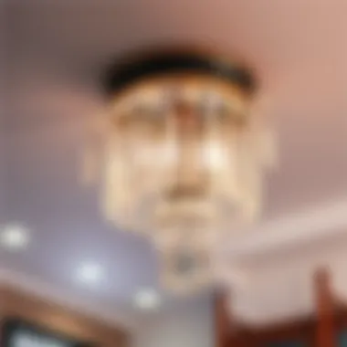 Close-up of a small crystal ceiling light fixture showcasing detailed craftsmanship
