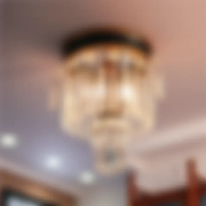 Close-up of a small crystal ceiling light fixture showcasing detailed craftsmanship