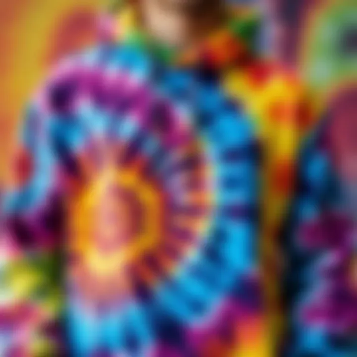 Vibrant Tie Dye Patterns A vibrant tie dye anime hoodie showcasing intricate patterns