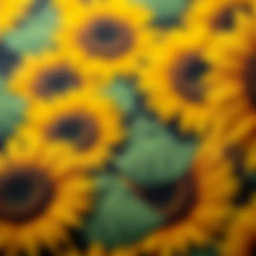 Close-up of sunflower heat transfer vinyl patterns