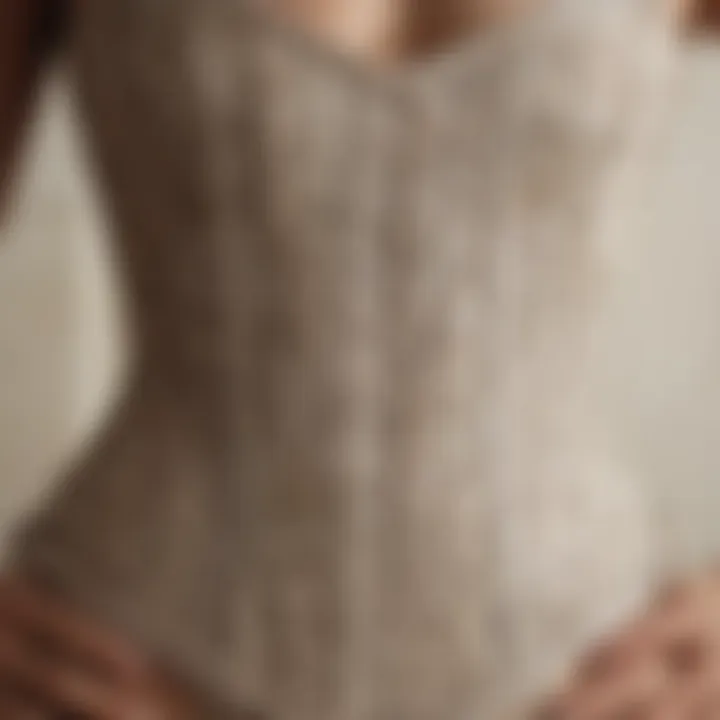 Close-up of a belly wrap corset showcasing intricate design details