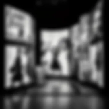 An artistic representation of vintage fashion advertisements in monochrome