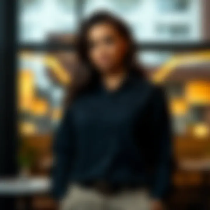 Confidence in Style: Black Button-Up Shirt for Every Occasion A confident individual showcasing the black button-up shirt in a chic setting