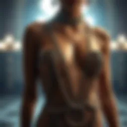 A stunning close-up of a body chain dress highlighting intricate design elements.