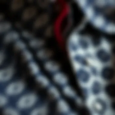 Close-up of unique fabric patterns used in buchon shirts.