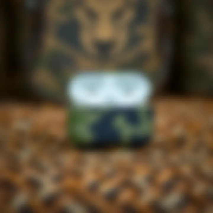 Sustainable Materials in Camo AirPod Pro Cases Close-up of eco-friendly materials used in manufacturing camo AirPod Pro cases
