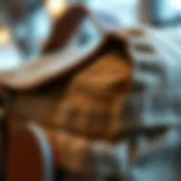 A close-up view showcasing the intricate stitching of a canvas messenger bag