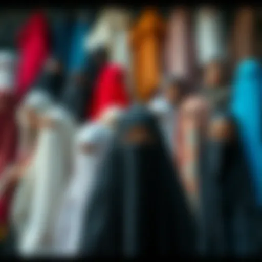 A diverse array of veils from various cultures displayed in an artistic manner