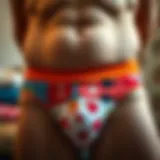 A vibrant collection of stylish underwear featuring playful patterns and colors.