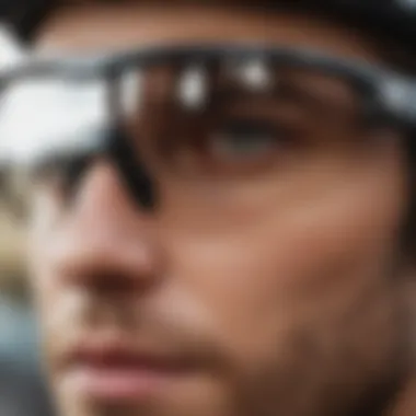 Close-up of innovative lens technology in cycling eyewear