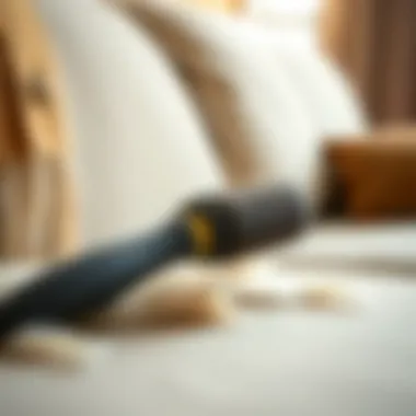 Close-up of a reusable pet hair remover roller on a couch with pet fur.