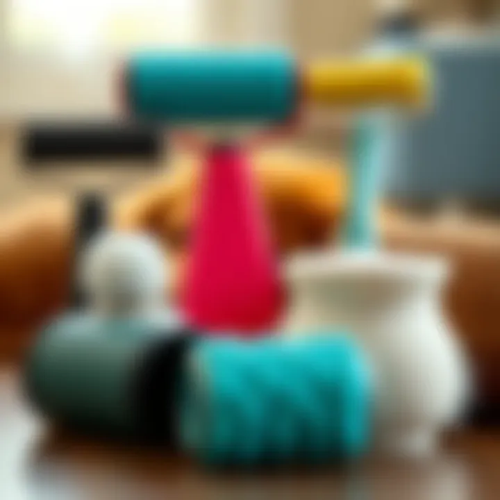 Different types of reusable pet hair remover rollers displayed together.