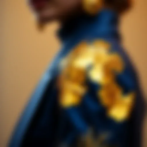 Luxurious gold foil flake applied on a stylish garment