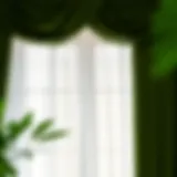 Elegant green bohemian curtains draping a window