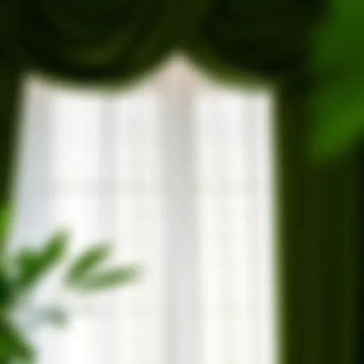 Elegant green bohemian curtains draping a window