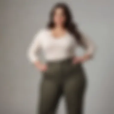 Plus Size Model in High Waisted Slacks Plus size model showcasing high waisted slacks