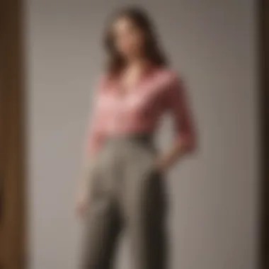 Chic Styling of High Waisted Slacks Elegant high waisted slacks styled with a chic top