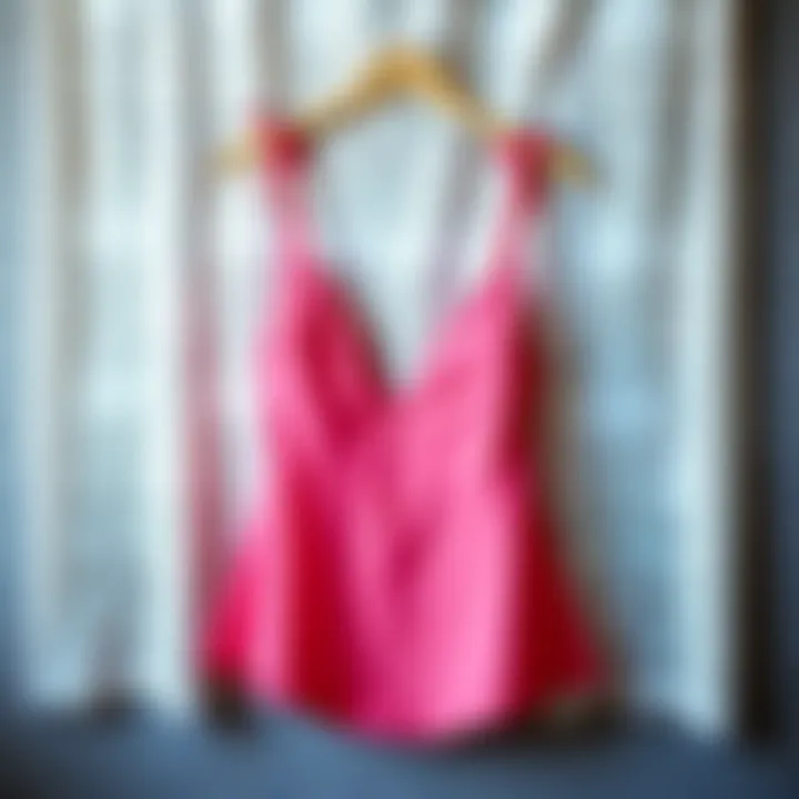 Elegant hot pink babydoll lingerie displayed on a delicate lace background