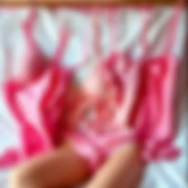 Stylish arrangement of different styles and fabrics of hot pink babydoll lingerie