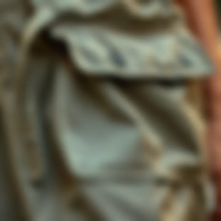 Fabric Texture of Khaki Utility Skirt Close-up of the fabric texture of a khaki utility skirt
