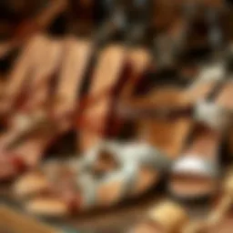 Elegant display of various Roman sandals showcasing intricate designs
