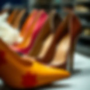 Materials in High Heel Shoe Production Close-up of different materials used in crafting high heel shoes