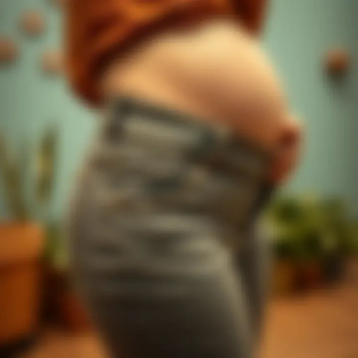 Highlighting the Adjustable Waistband Feature Close-up of adjustable waistband feature in maternity jeans