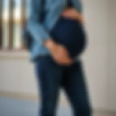 Stylish Maternity Jeans for Everyday Wear Fashionable maternity jeans in a casual setting