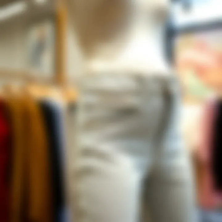 Showcasing Adjustable Waistband Design Maternity jeans with adjustable waistband displayed on a mannequin