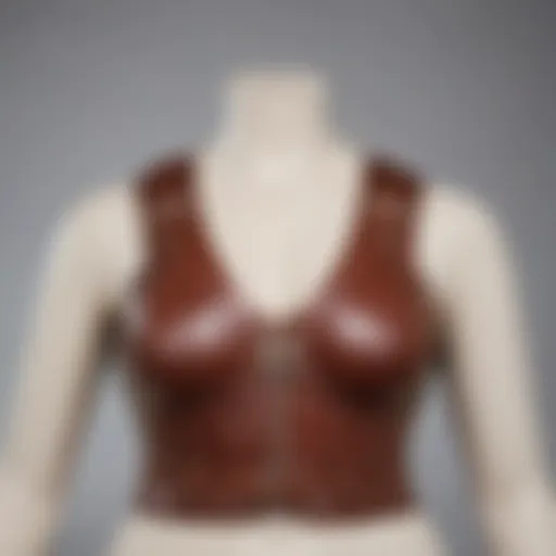 A stylish plus size leather harness showcased on a mannequin.