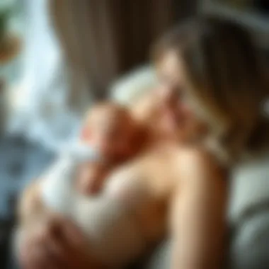 Mother Enjoying Comfort with Nursing Bra A mother wearing a nursing bra while relaxing with her baby