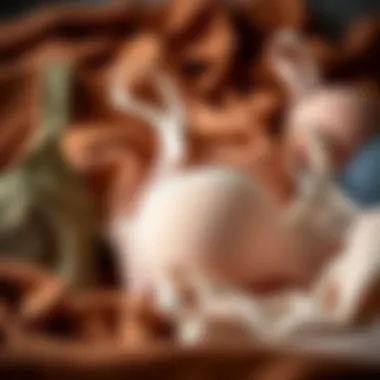 Sustainable Fabrics in Nursing Bras Sustainable fabrics used in nursing bras arranged aesthetically
